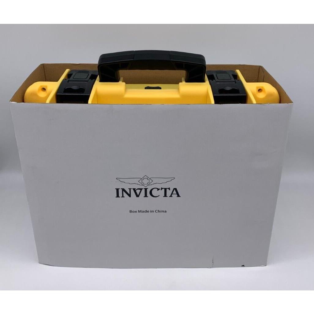 Invicta 8 Slot Watch Case - Yellow Hard Box w Auto Pressure Release Valve