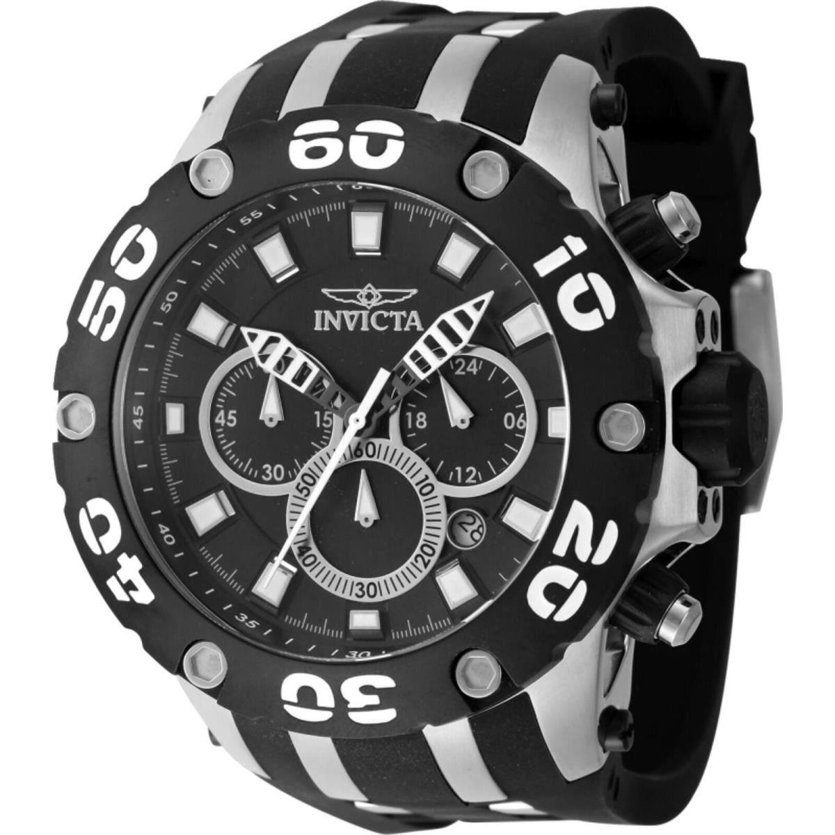 Invicta Men`s Watch Subaqua Chronograph Steel and Black Polyurethane Strap 46511