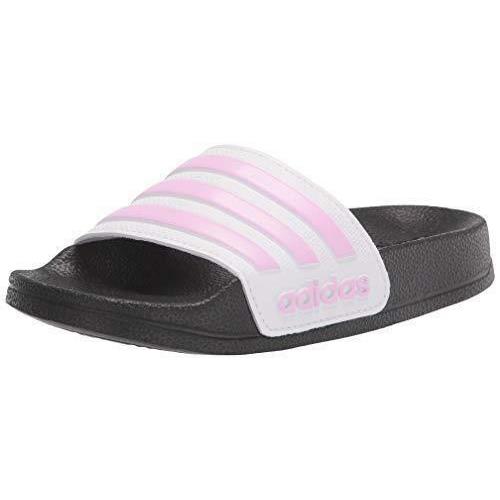 Adidas Adilette Shower Slides Sandal Cream White/clear Lilac/white 1 US Unisex - Cream White/Clear Lilac/White