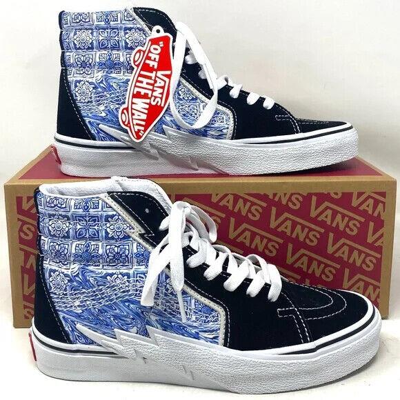 Vans Sk8-Hi Bolt Skate Shoes Canvas Suede Sneakers Blue Black Men`s VN0A5JIBLK