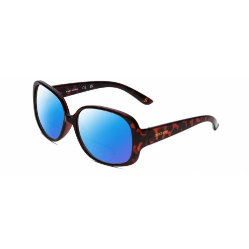 Skechers SE6014 Womens Polarized Bifocal Sunglasses Tortoise Havana Crystal 58mm Blue Mirror