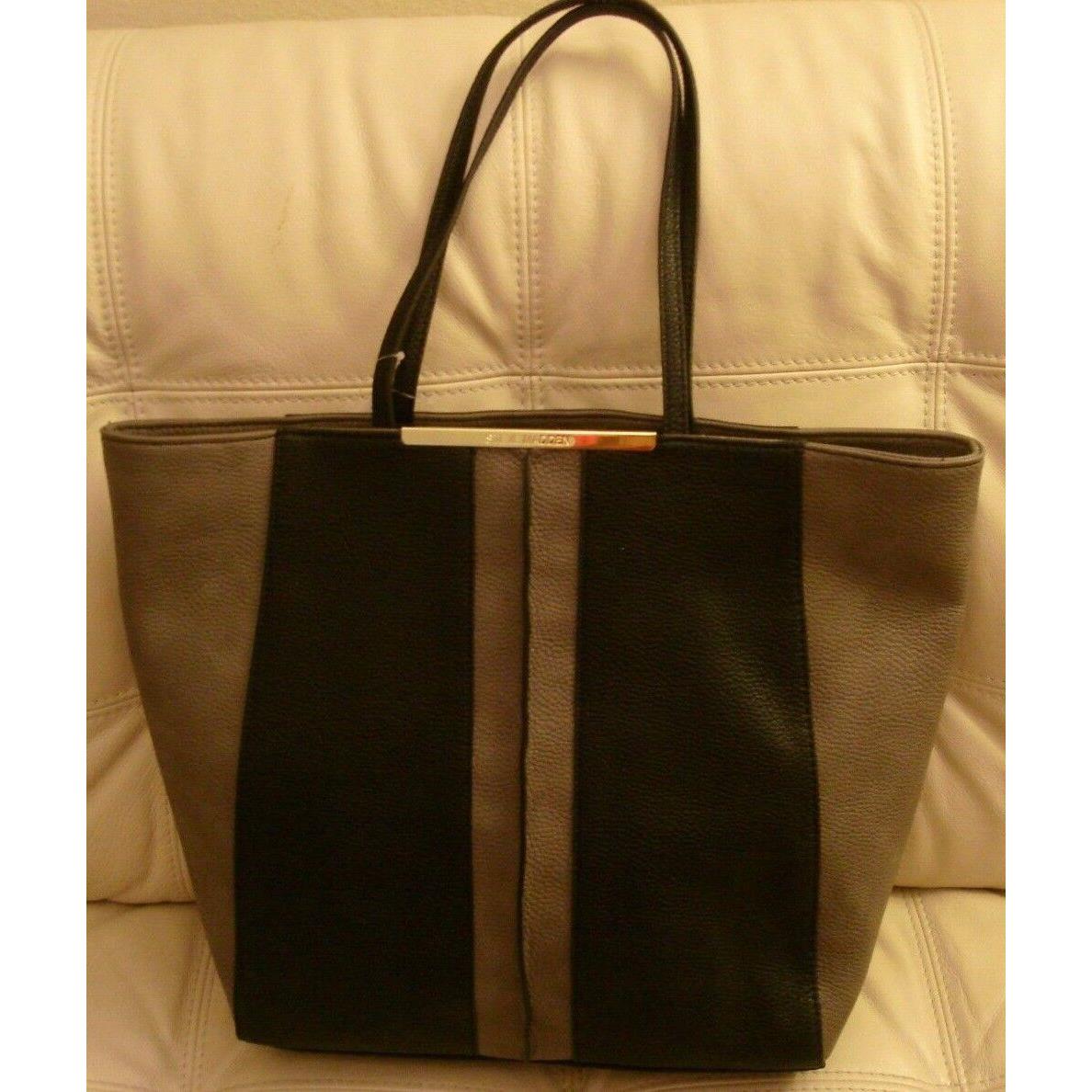 WT Steve Madden Black Gray Two Tone Leather Purse Blida Tote Shoulder Bag