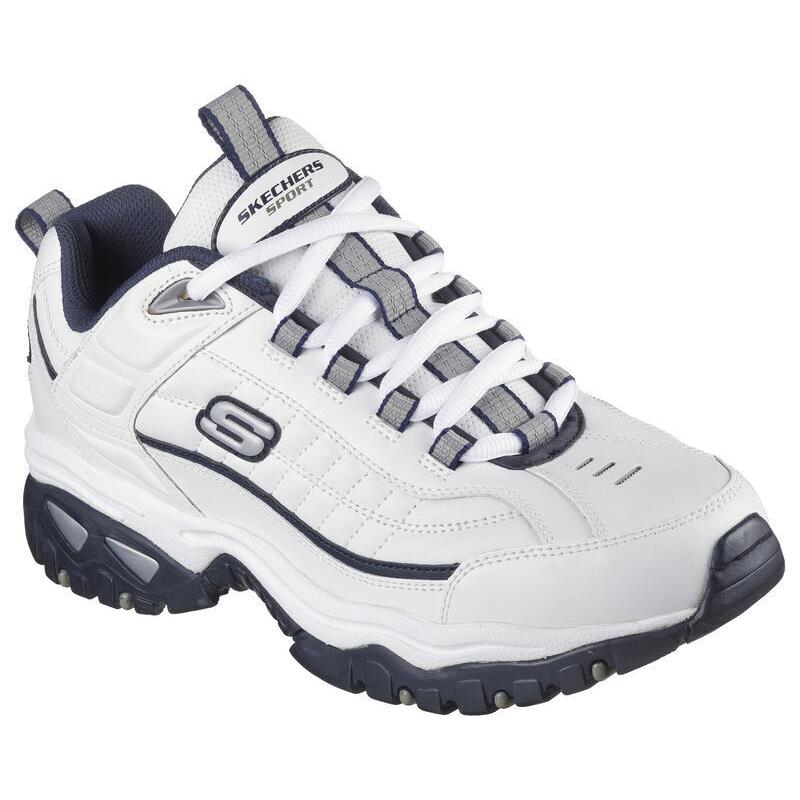 Mens Skechers Energy After Burn White Navy Leather Shoes - White