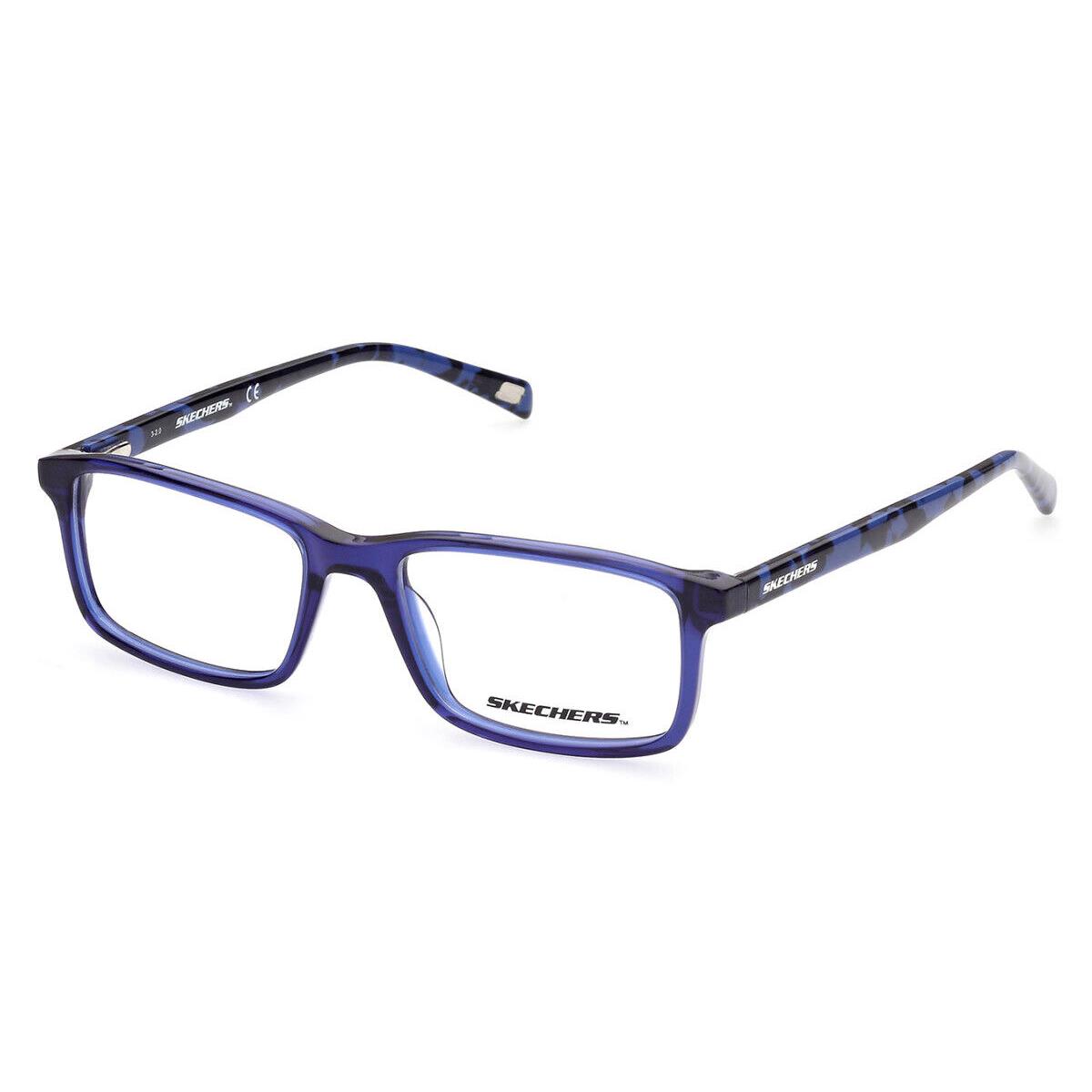 Skechers SE1185 Eyeglasses Kids Shiny Blue Rectangle 47mm