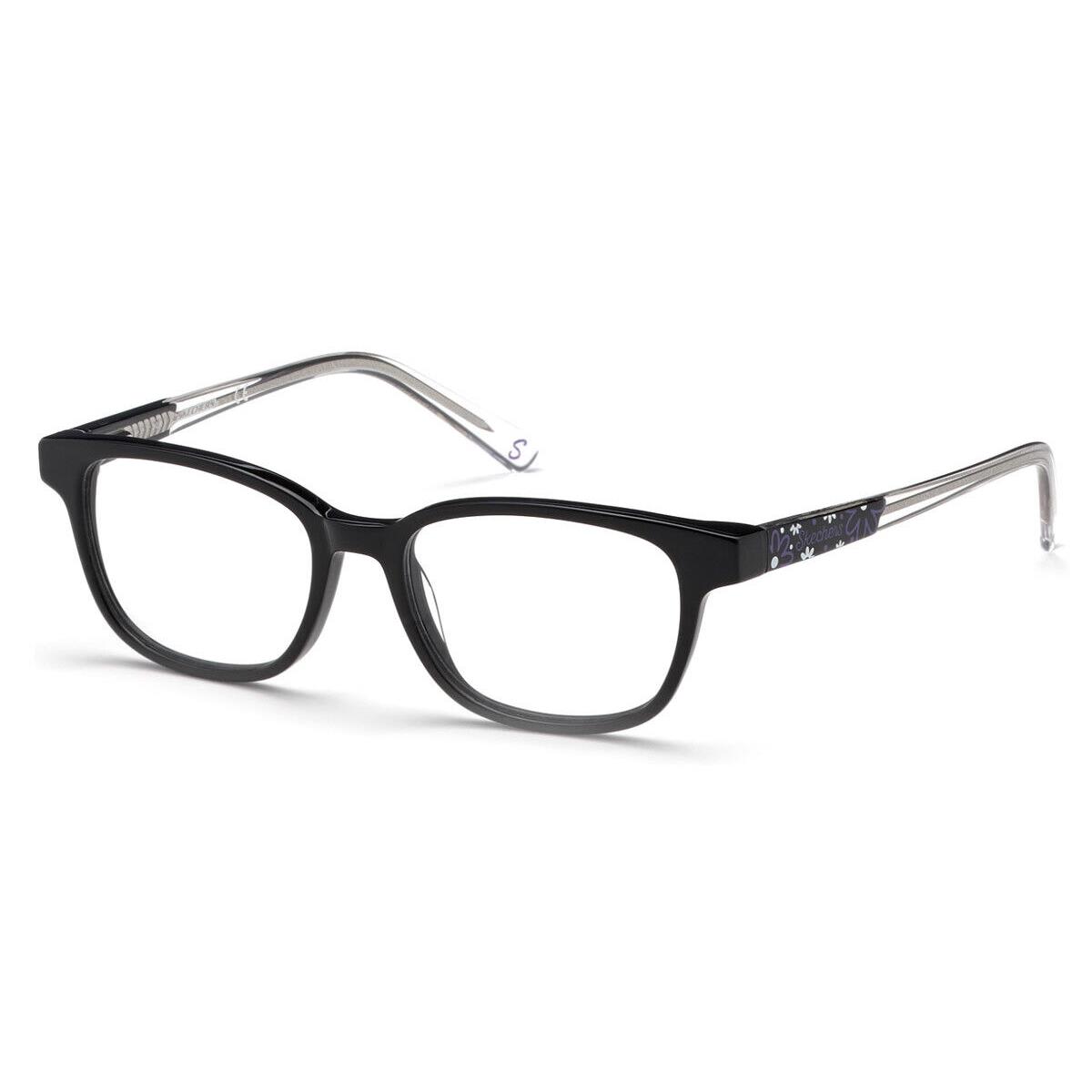 Skechers SE1639 Eyeglasses Kids Shiny Black Rectangle 46mm