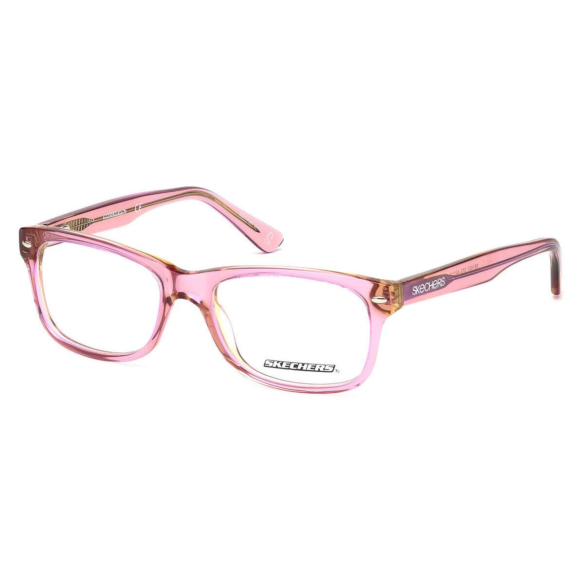 Skechers SE1627 Eyeglasses Kids Shiny Pink Geometric 49mm