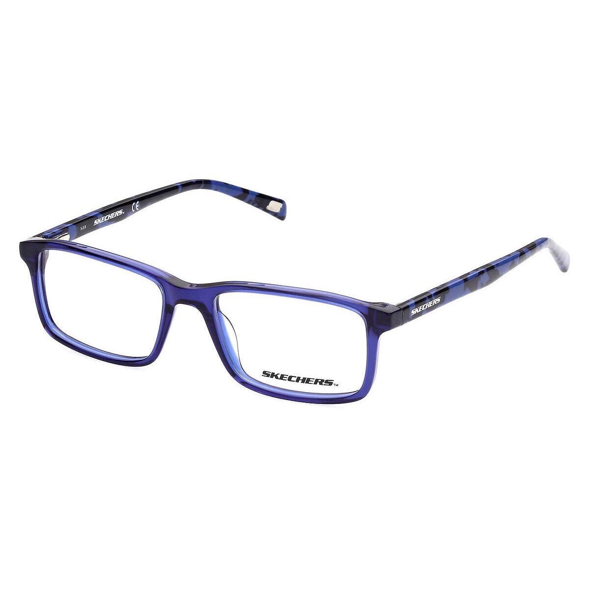 Skechers SE1185 Eyeglasses Kids Shiny Blue Rectangle 49mm