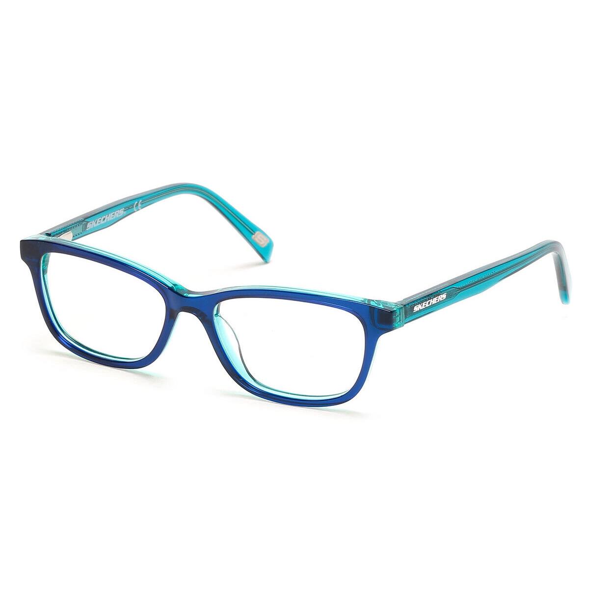 Skechers SE1660 Eyeglasses Kids Shiny Blue Rectangle 47mm