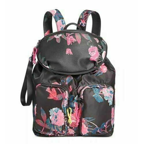 Steve Madden Lily Backpack w/ Removable Belt Bag Black Pink Floral