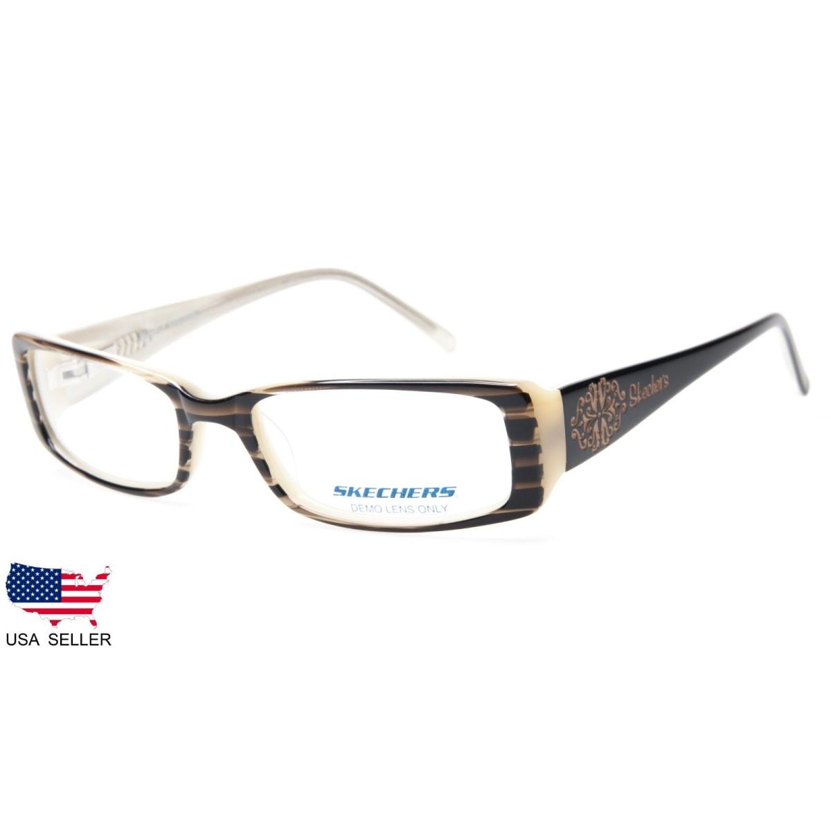 Skechers SK 2009 Hrn Black Cream Horn Eyeglasses Frame 49-16-135 B26mm