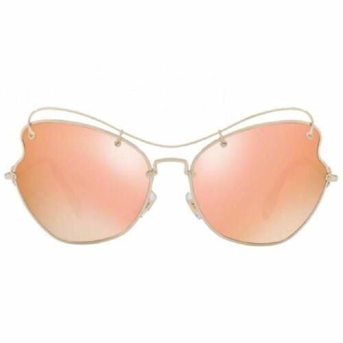 Miu Miu Butterfly Women`s Sunglasses MU56RS-ZVN6S0-61 - Frame: Gold, Lens: Pink