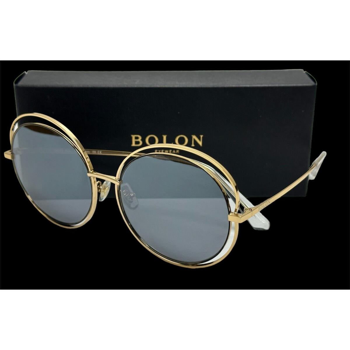 Bolon Round Sunglasses Polly BL 7036 B11 57 Gold Black Gray Mirrored