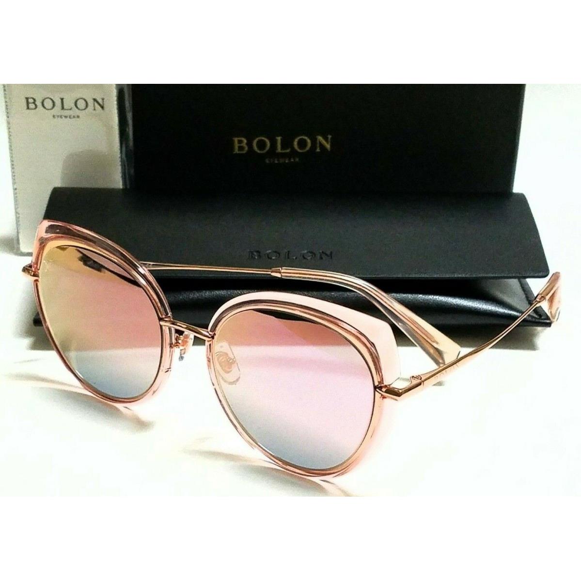 Bolon BL6066 B30 Rose Gold Pink Frame/pink Mirror Lens 53mm Sunglasses