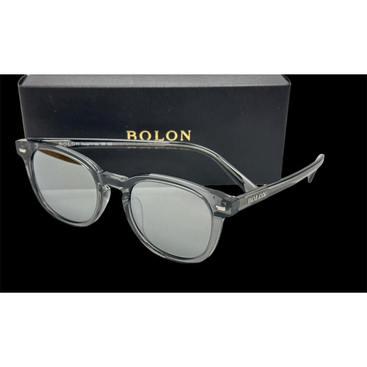 Bolon Round Sunglasses Babel BL 3017 B11 50 Translucent Gray Mirrored