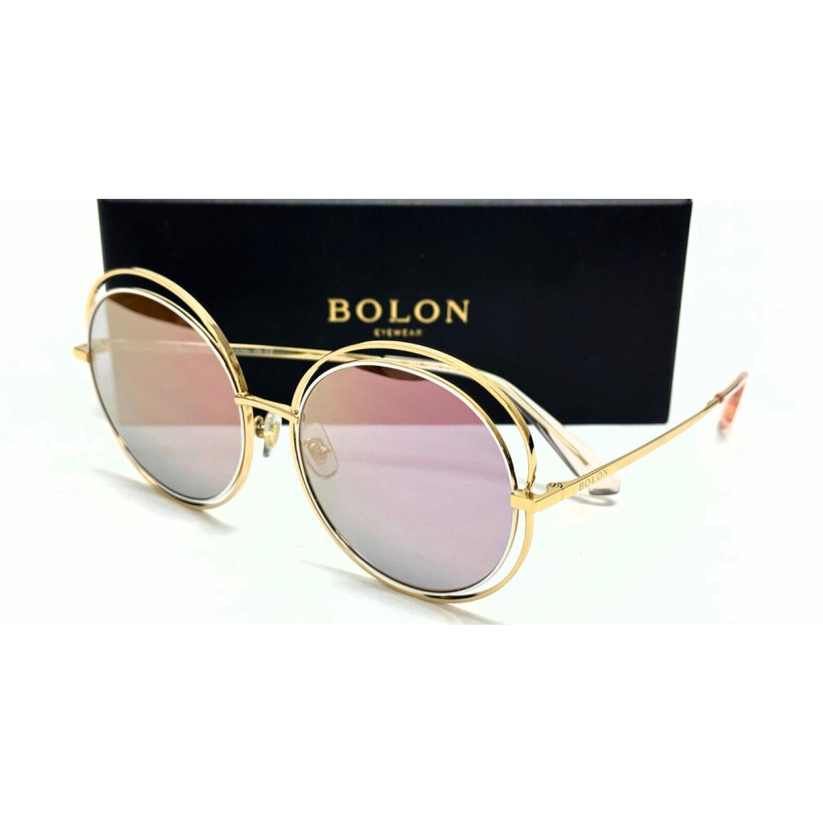 Bolon BL7036 B90 Gold White Frame/pink Mirror Lens 57mm Sunglasses