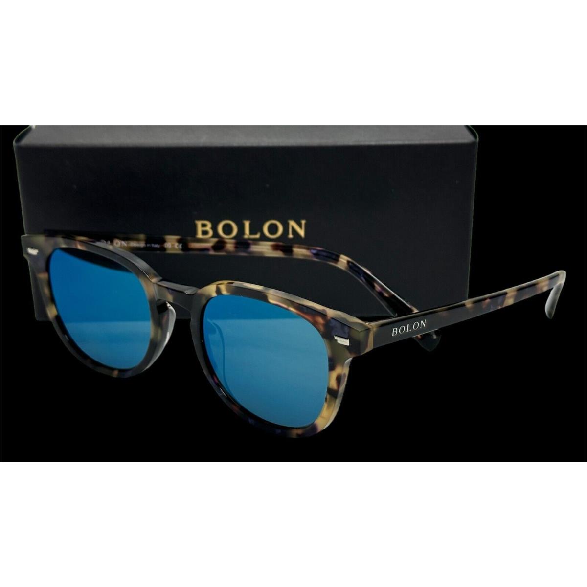 Bolon Round Sunglasses Babel BL 3017 B70 50 Tortoise Blue Shell Floral