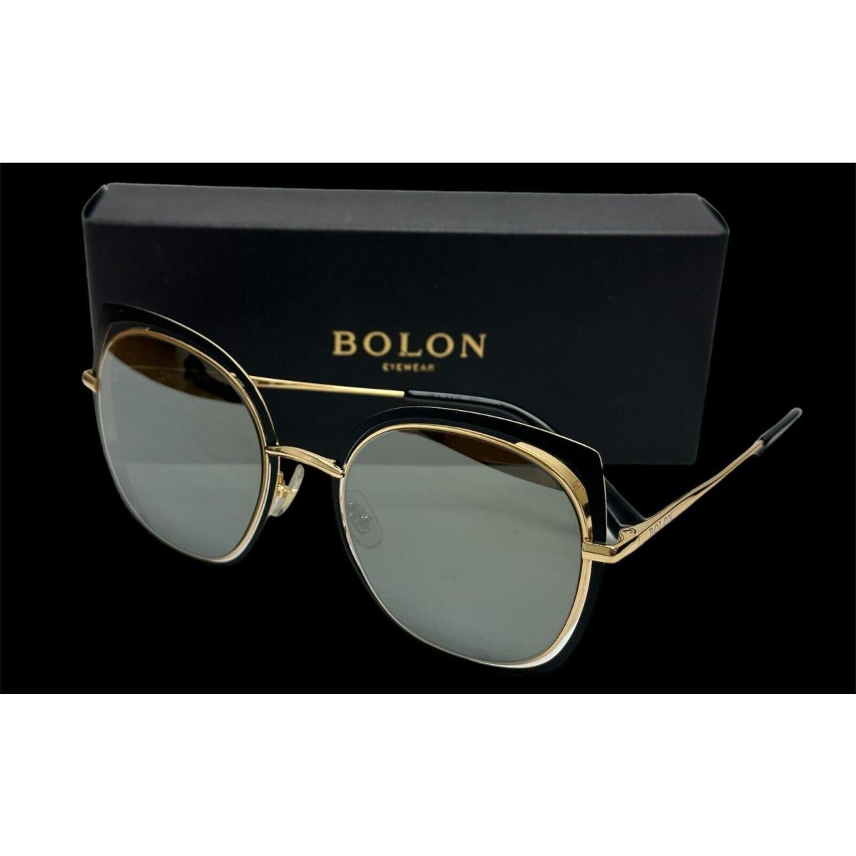 Bolon Oversized Sunglasses Capucine BL 8051 B11 54 Matte Black Gold Mirrored