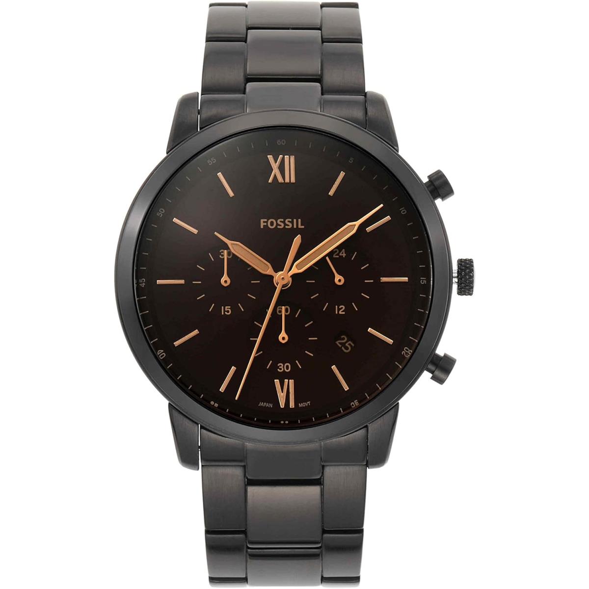 Fossil Neutra Men`s Chrono Watch with Stainless Steel Bracelet Black, Brown Dial
