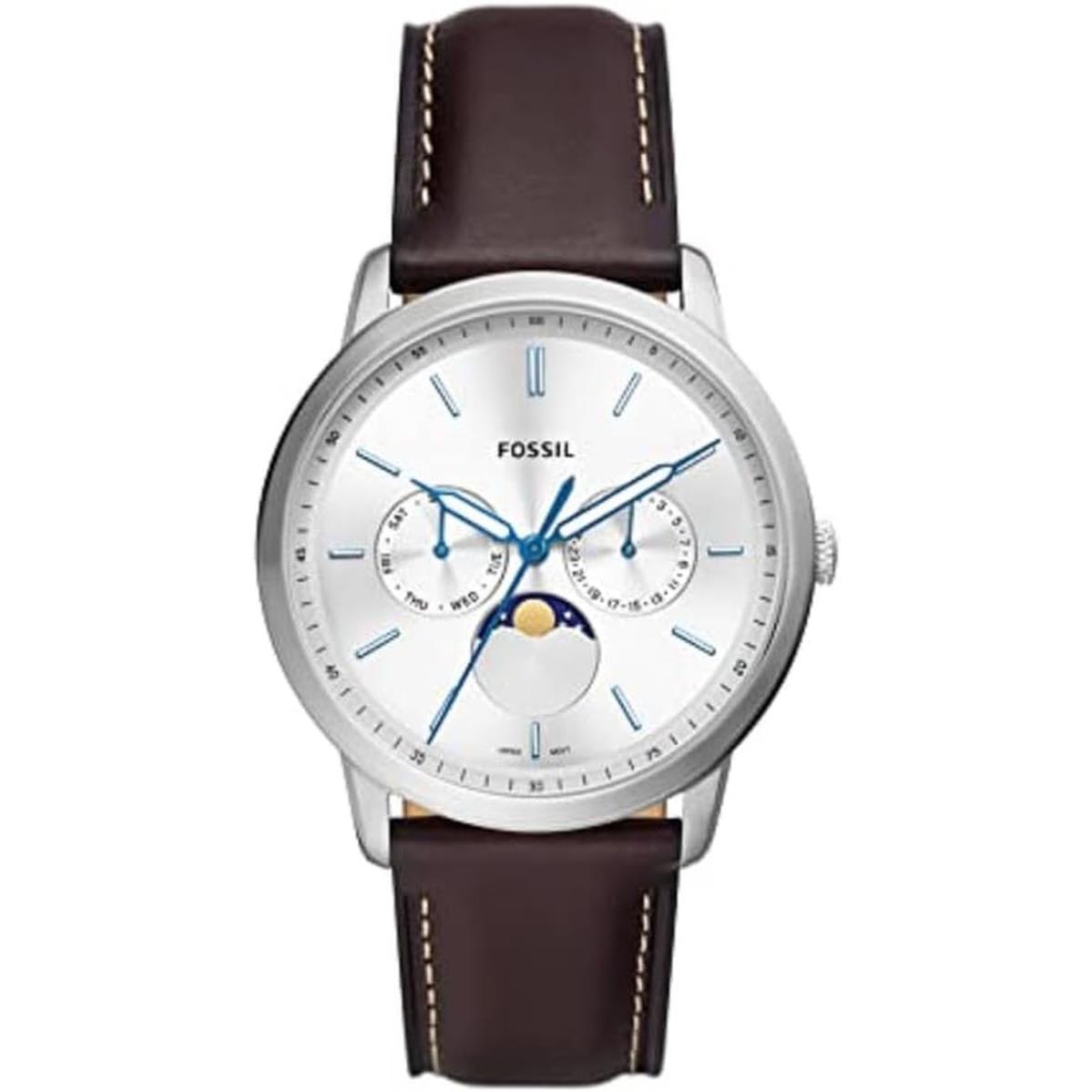 Fossil Neutra Men`s Chrono Watch with Stainless Steel Bracelet Silver, Brown Moonphase
