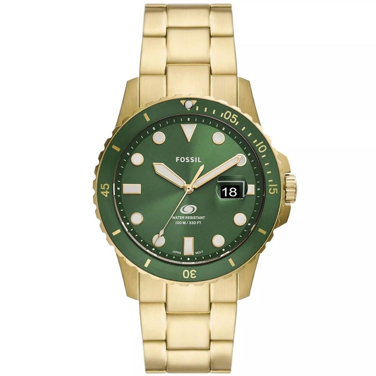 Fossil Mens Blue Dive Green Dial Watch - Fs5950