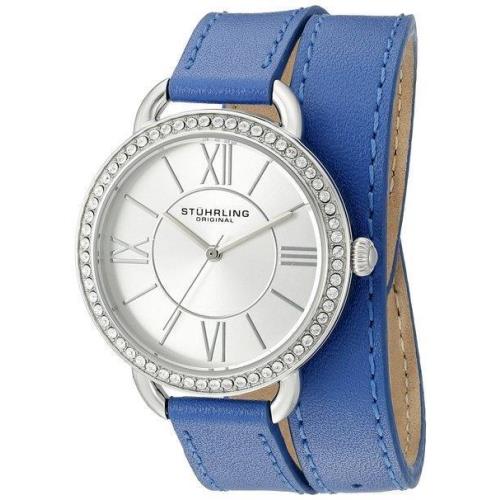 Stuhrling 587.01 587 01 Deauville Quartz Crystals Blue Wraparound Womens Watch