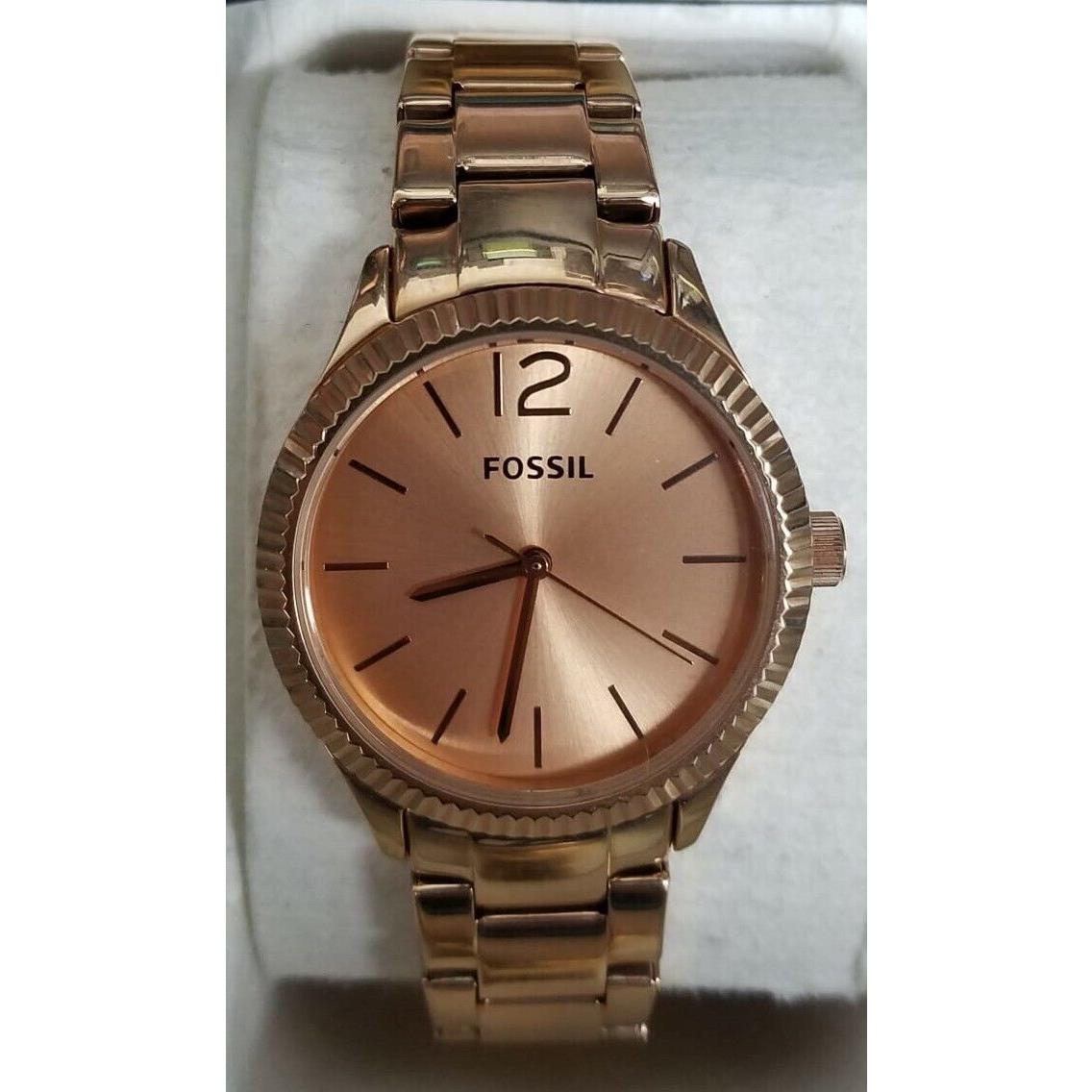 Fossil BQ3075 Rose Gold Dial Rose Gold Stainless Steel Women`s Watch