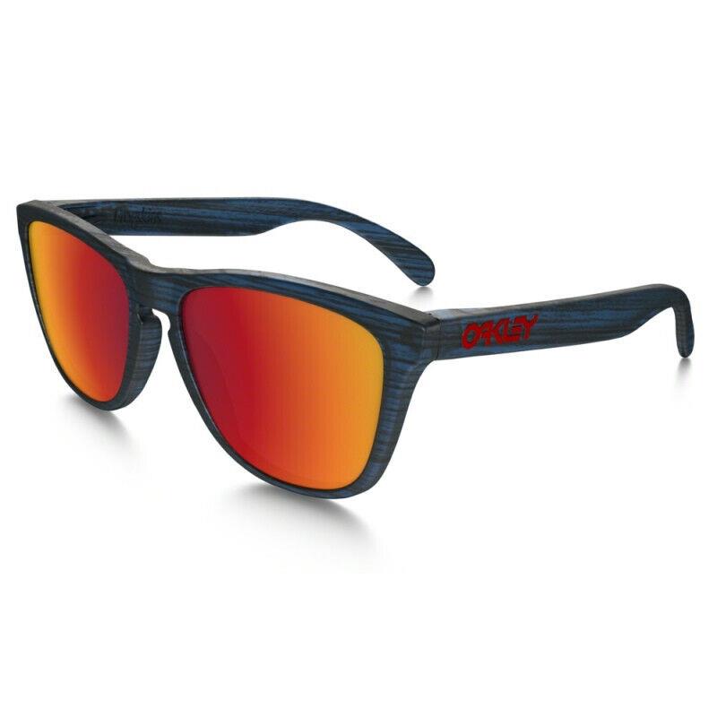 Oakley Frogskins Matte Blue Woodgrain W/torch Iridium OO9013-B555 - Frame: Blue Woodgrain, Lens: Red