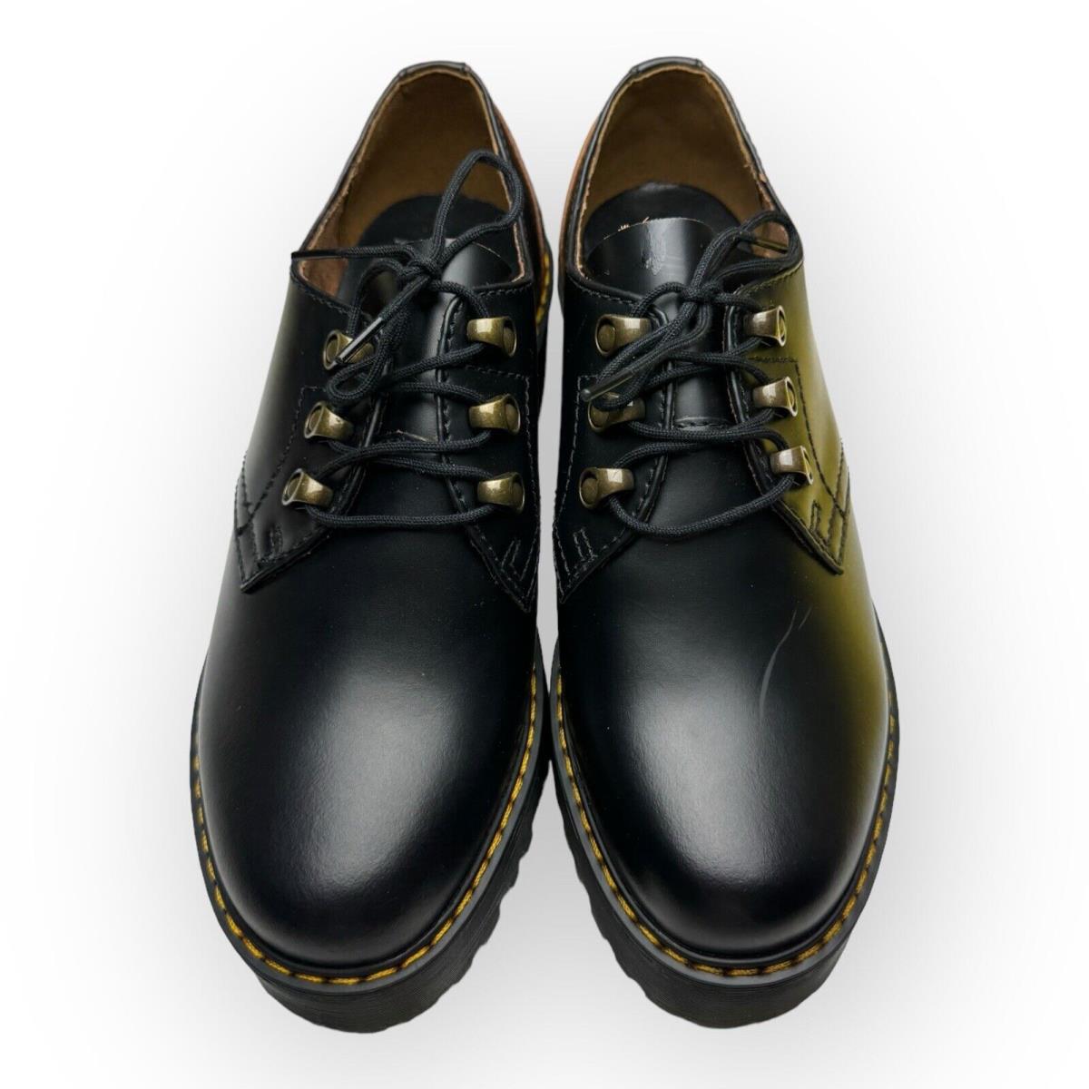 Dr Martens Womens Leona LO Black Platform Shoes Oxford Size US 8 UK 6 Eur 39