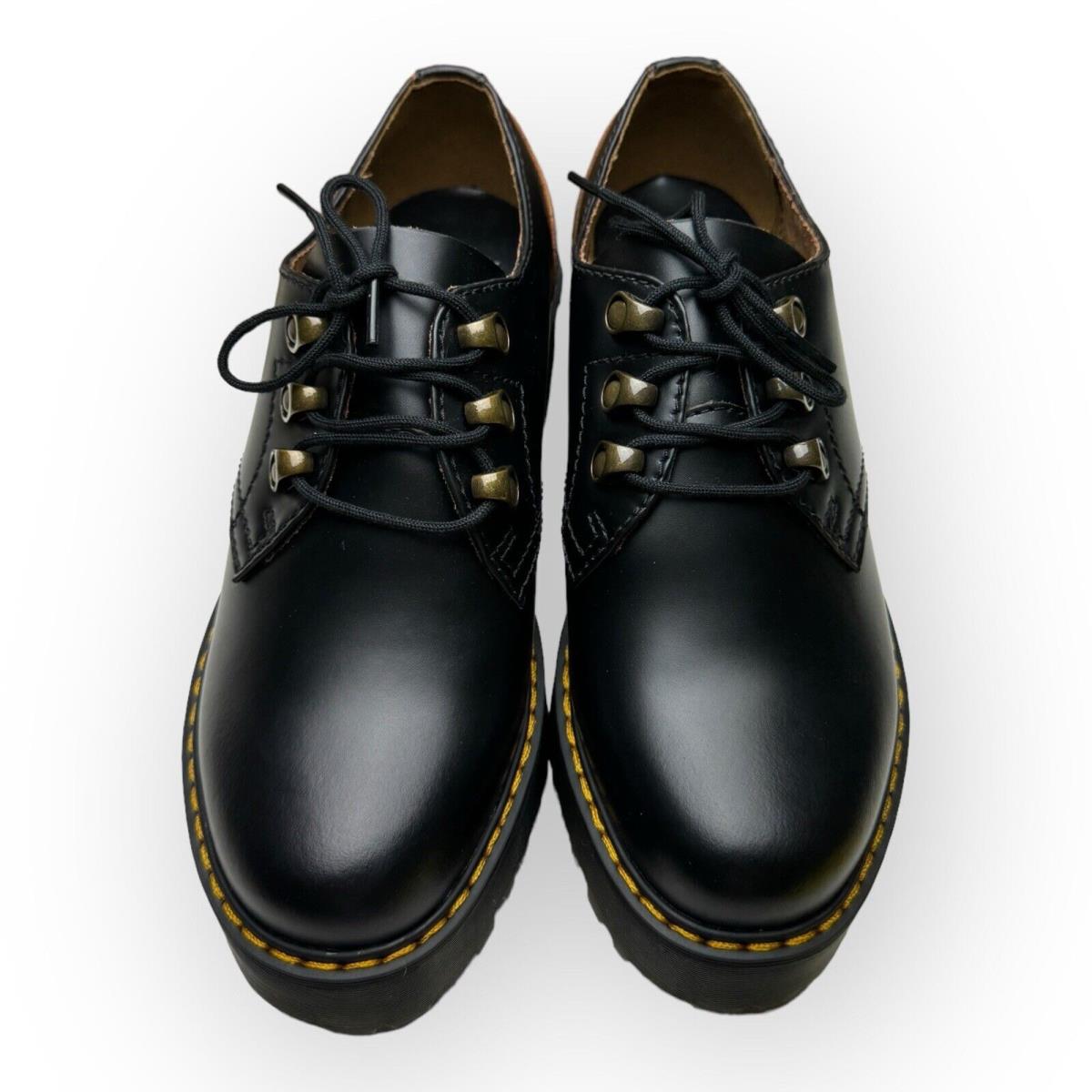 Dr Martens Womens Leona LO Black Platform Shoes Oxford Size US 6 UK 4 Eur 37