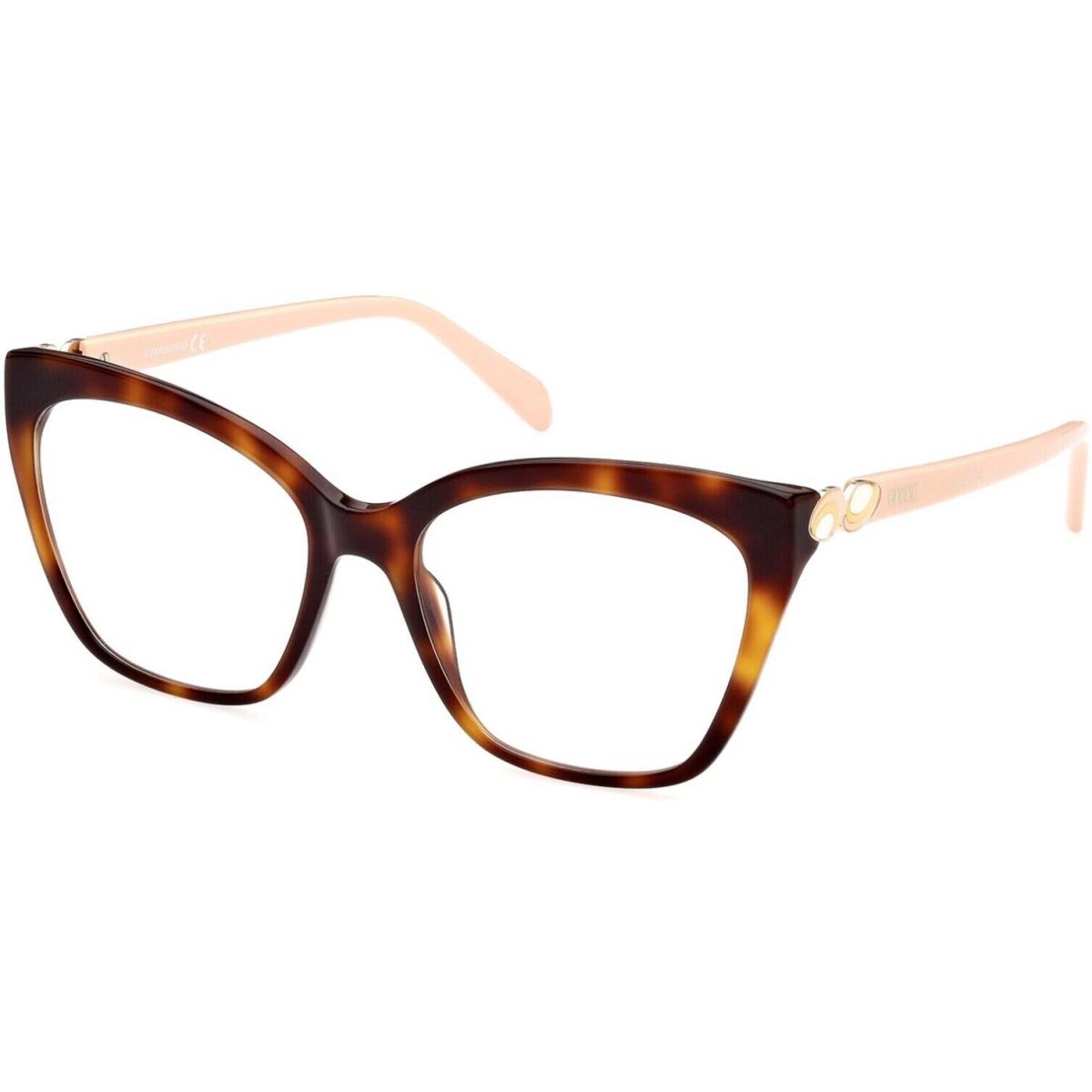 Emilio Pucci EP 5195 EP5195 Shiny Classic Havana Shiny Solid 052 Eyeglasses - Frame: shiny-classic-havana-shiny-solid-rose-white-and-rose-enamel