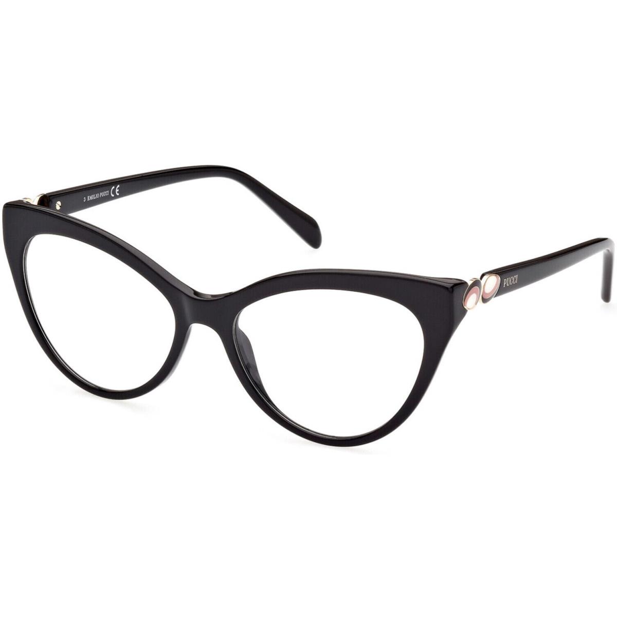 Emilio Pucci EP 5196 EP5196 Shiny Black Black White and Pink 001 Eyeglasses