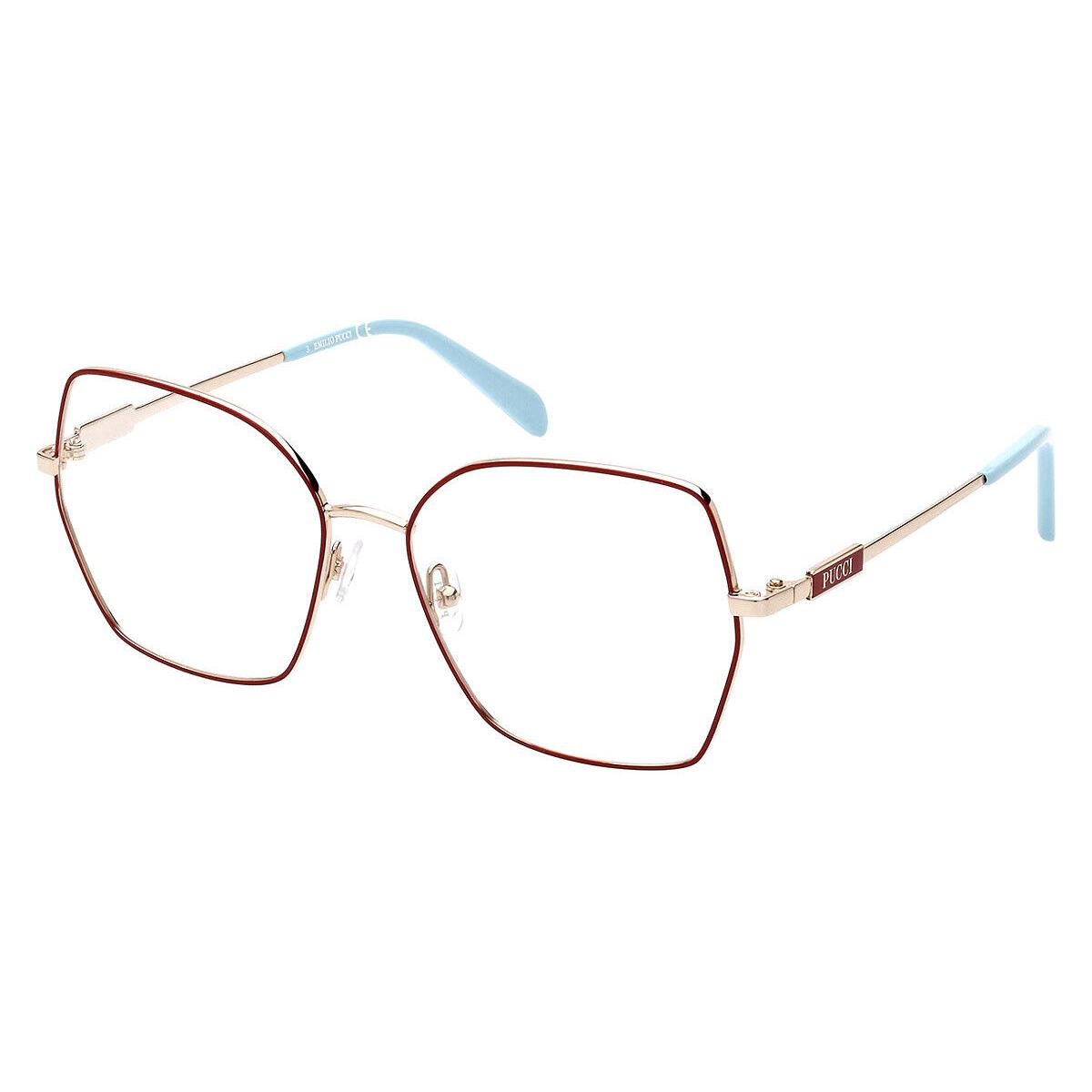 Emilio Pucci EP5213 Eyeglasses Shiny Bordeaux Geometric 56mm - Frame: Shiny Bordeaux, Lens: Demo