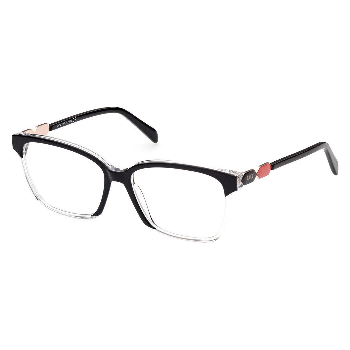 Emilio Pucci EP5185 Eyeglasses Women Black/crystal Square 55