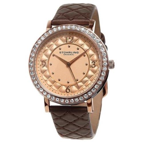 Stuhrling Original Audrey 786 02 Crystal Accented Leather Strap Womens Watch