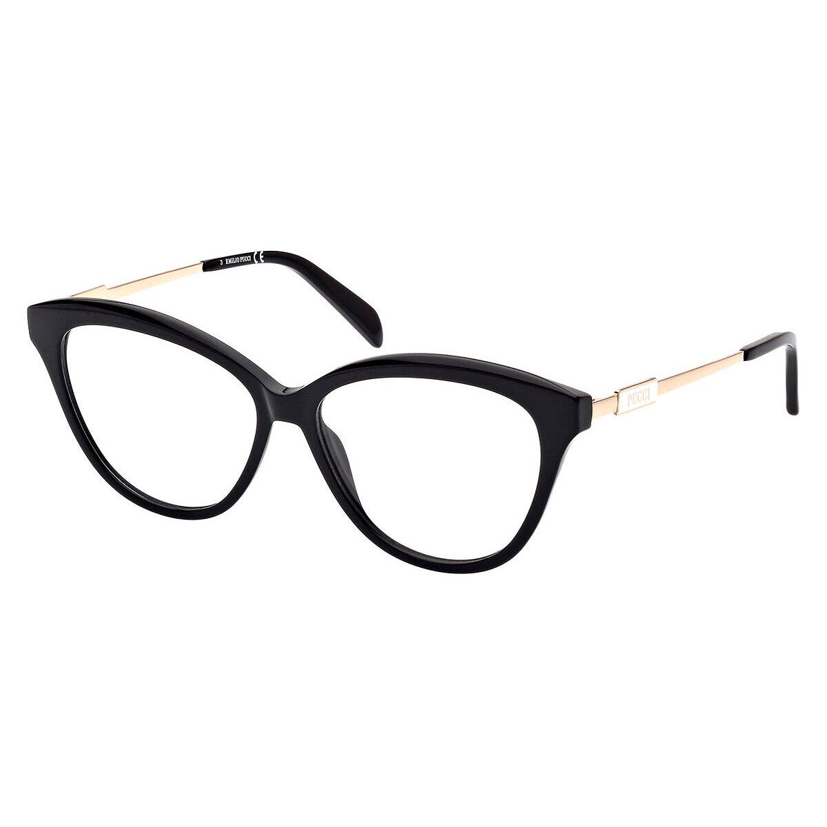 Emilio Pucci EP5211 Eyeglasses Women Shiny Black Cat Eye 56mm - Frame: Shiny Black, Lens: Demo