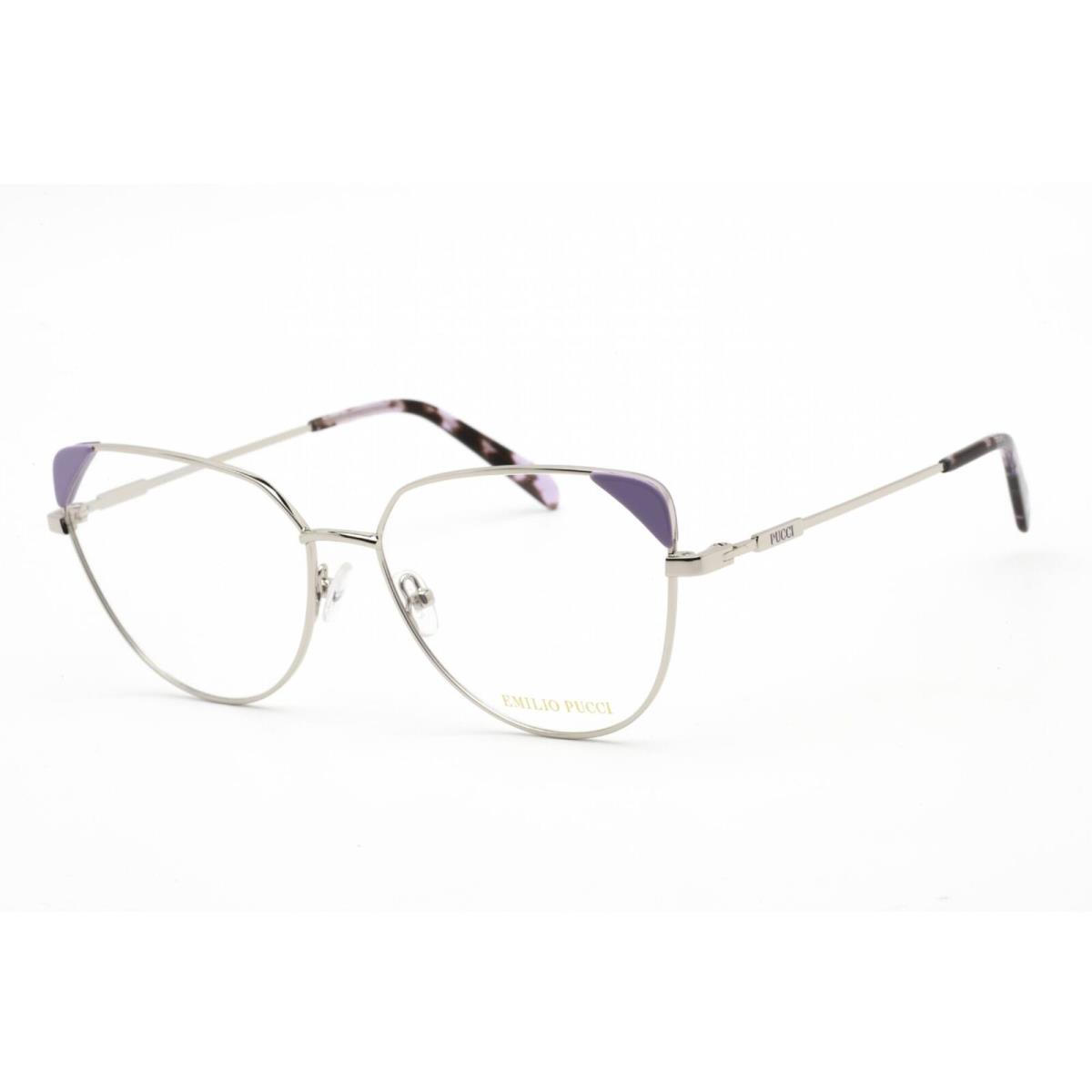 Emilio Pucci Women`s Eyeglasses Shiny Palladium and Lilac Metal Frame EP5112 020 - Frame: Shiny Palladium/Lilac, Lens: Clear