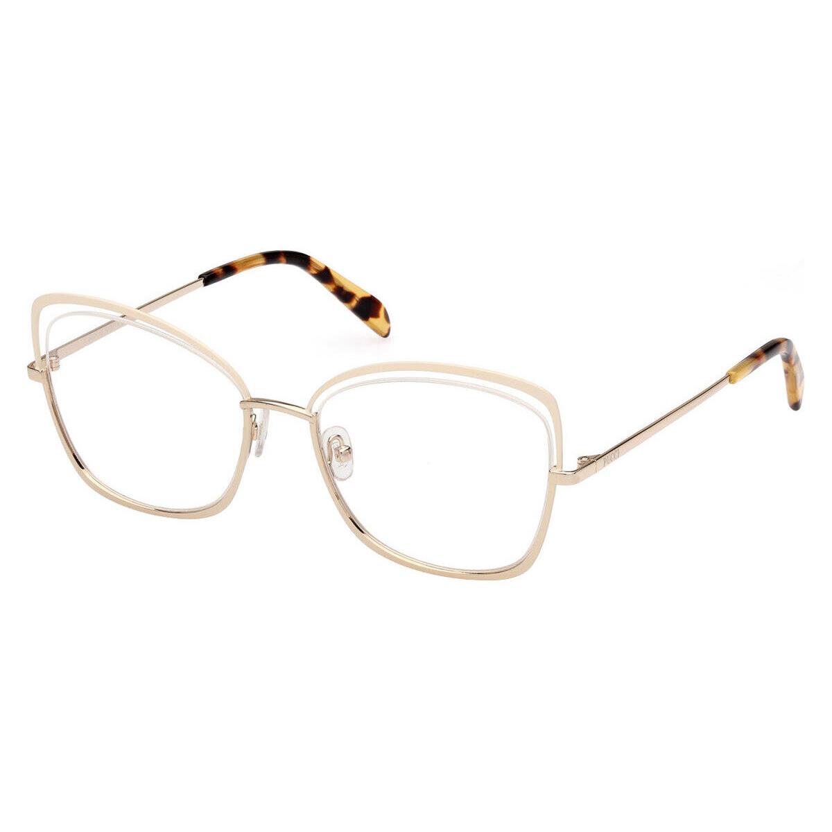 Emilio Pucci EP5208 Eyeglasses Women Square 55mm - Frame: Shiny Rose Gold/Ivory Enamel/Shiny Tokyo Tortoise, Lens: Demo