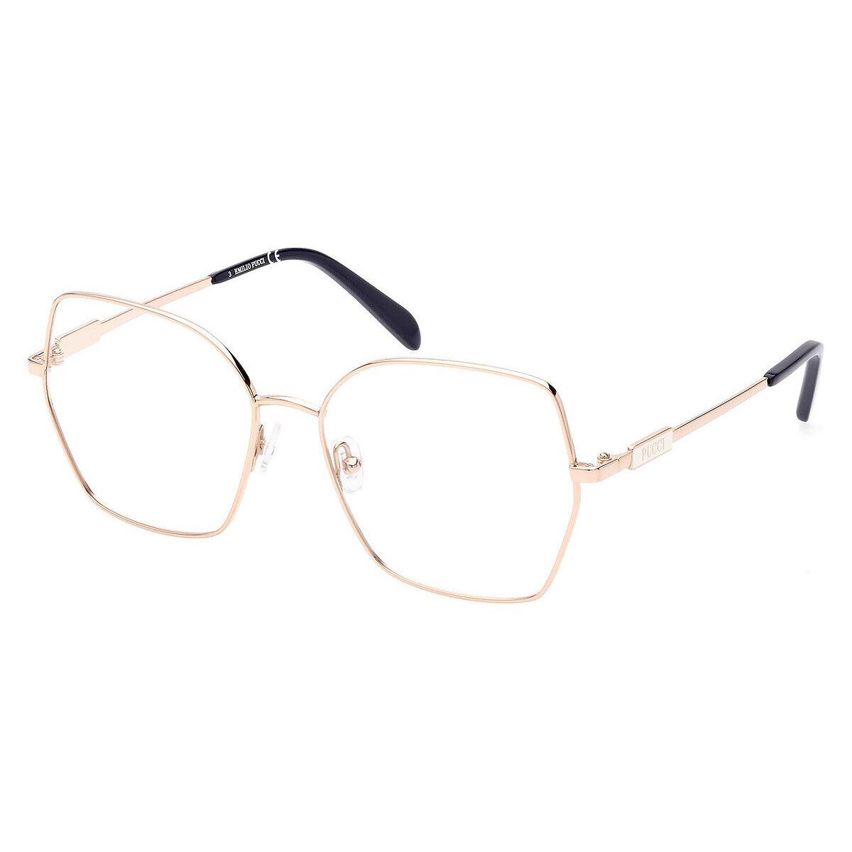 Emilio Pucci EP5213 Eyeglasses Shiny Rose Gold Geometric 56mm - Frame: Shiny Rose Gold, Lens: Demo