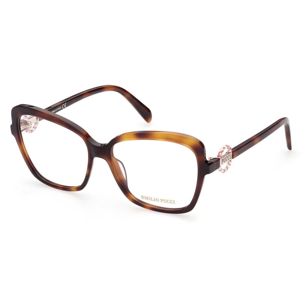 Emilio Pucci EP5175 Eyeglasses Women Dark Havana Butterfly 55 - Frame: Dark Havana, Lens: Demo, Code: 052 - Shiny Classical Havana / Shiny Classical Havana Lenses