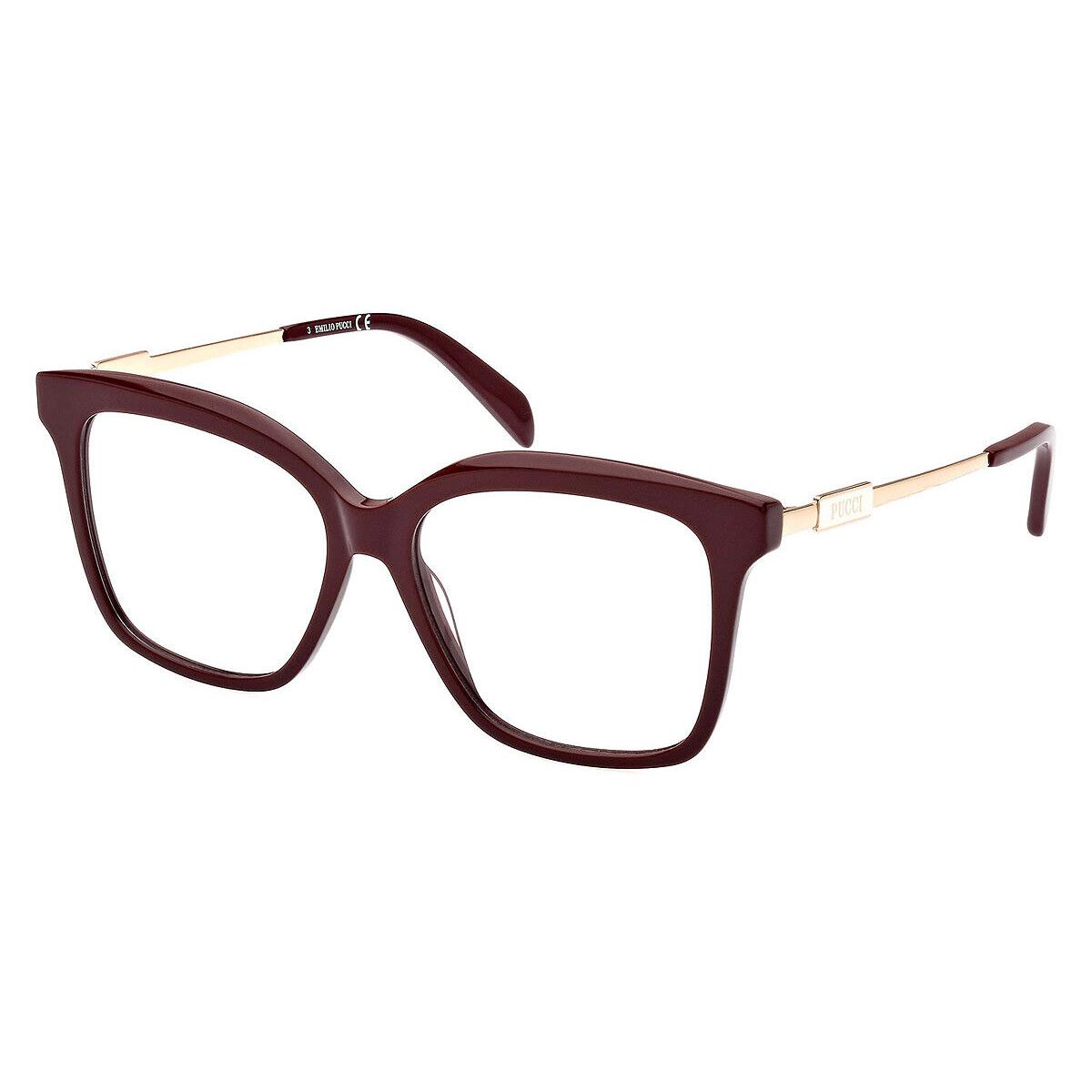 Emilio Pucci EP5212 Eyeglasses Women Shiny Bordeaux Square 54 - Frame: Shiny Bordeaux, Lens: Demo