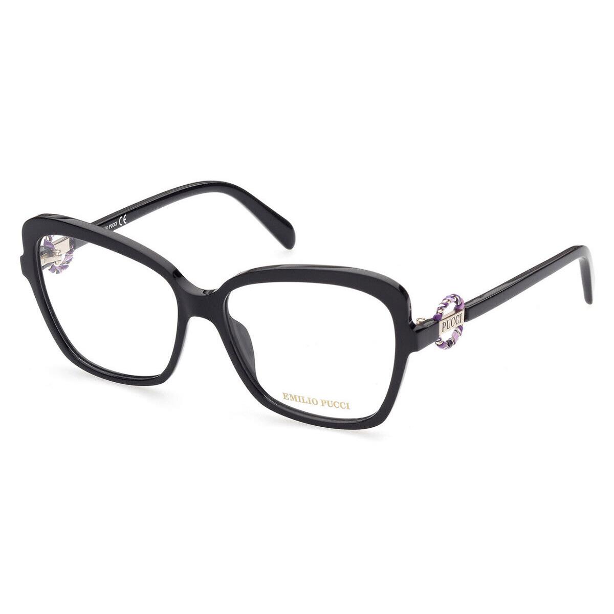 Emilio Pucci EP5175 Eyeglasses Women Shiny Black Butterfly 55