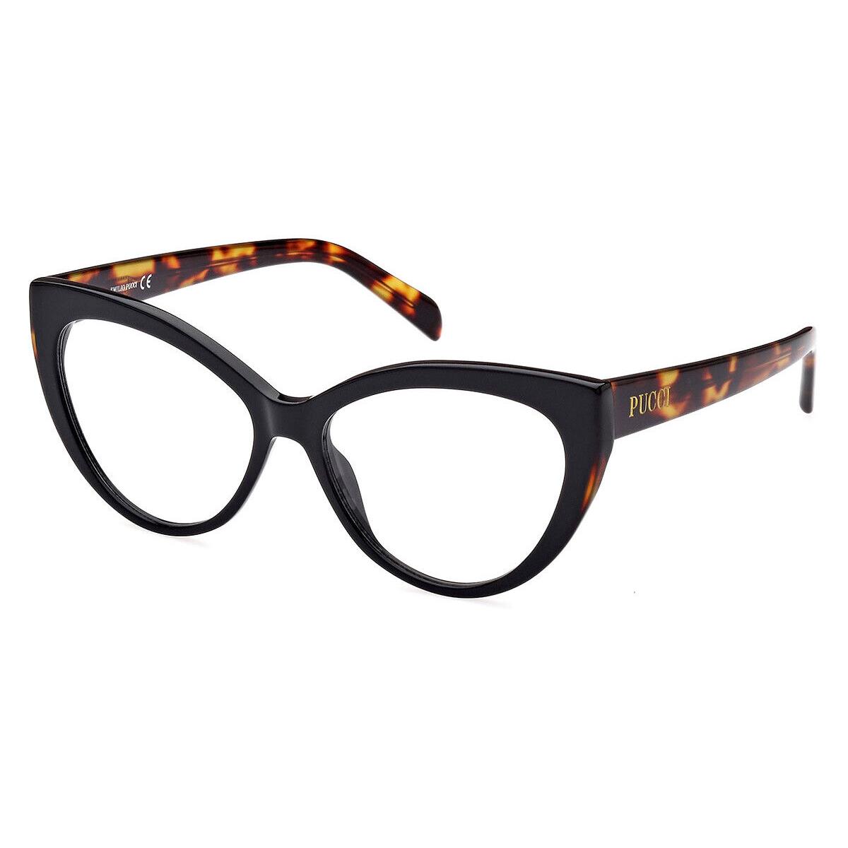 Emilio Pucci EP5215 Eyeglasses Women Shiny Black Cat Eye 54mm