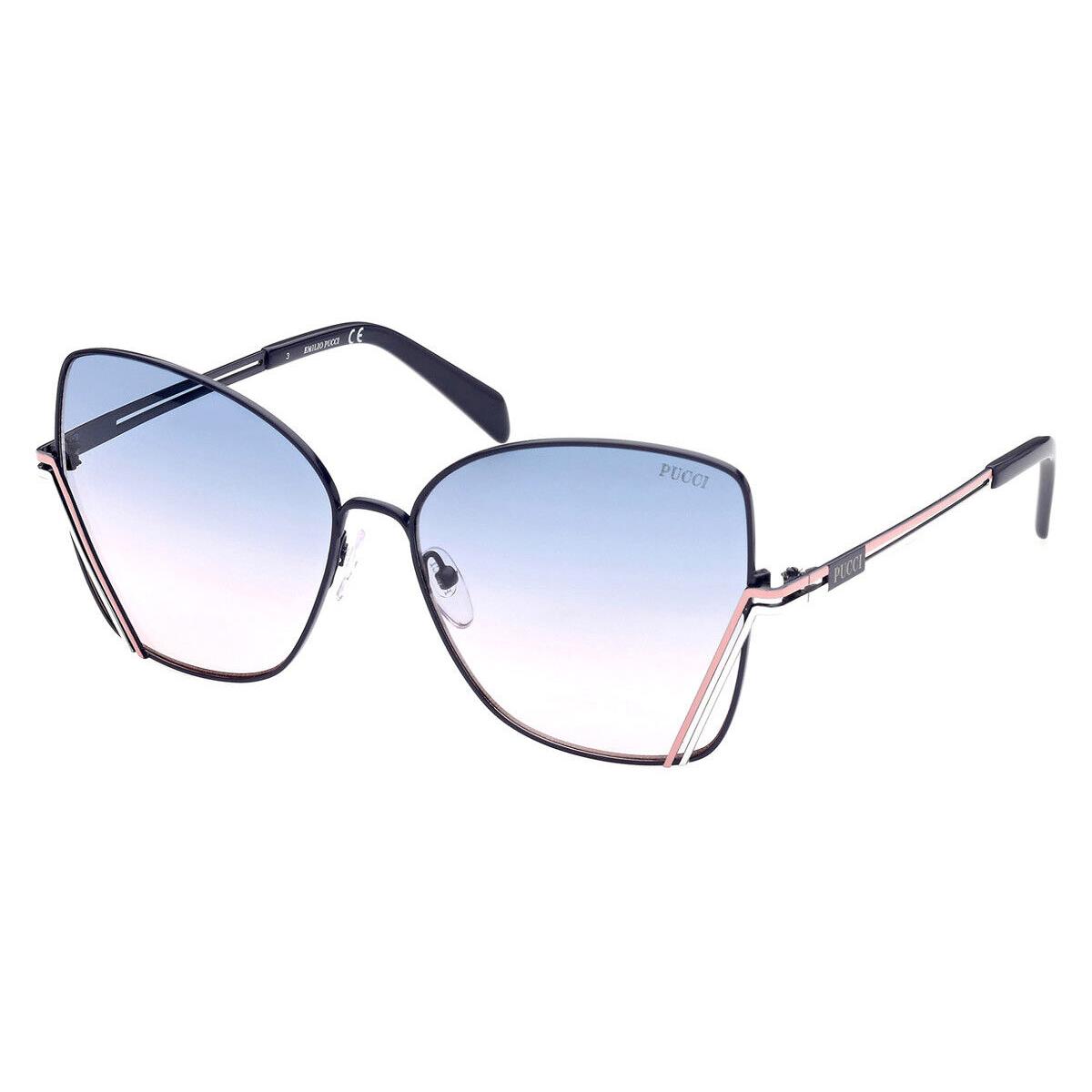 Emilio Pucci EP0179 Sunglasses Women Butterfly 59mm - Frame: Shiny Blue & Rose & White / Gradient Blue to Rose, Lens: Gradient Blue to Rose