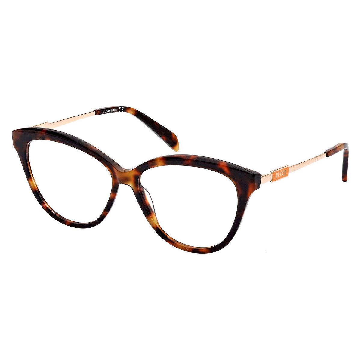 Emilio Pucci EP5211 Eyeglasses Shiny Dark Havana Cat Eye 56mm