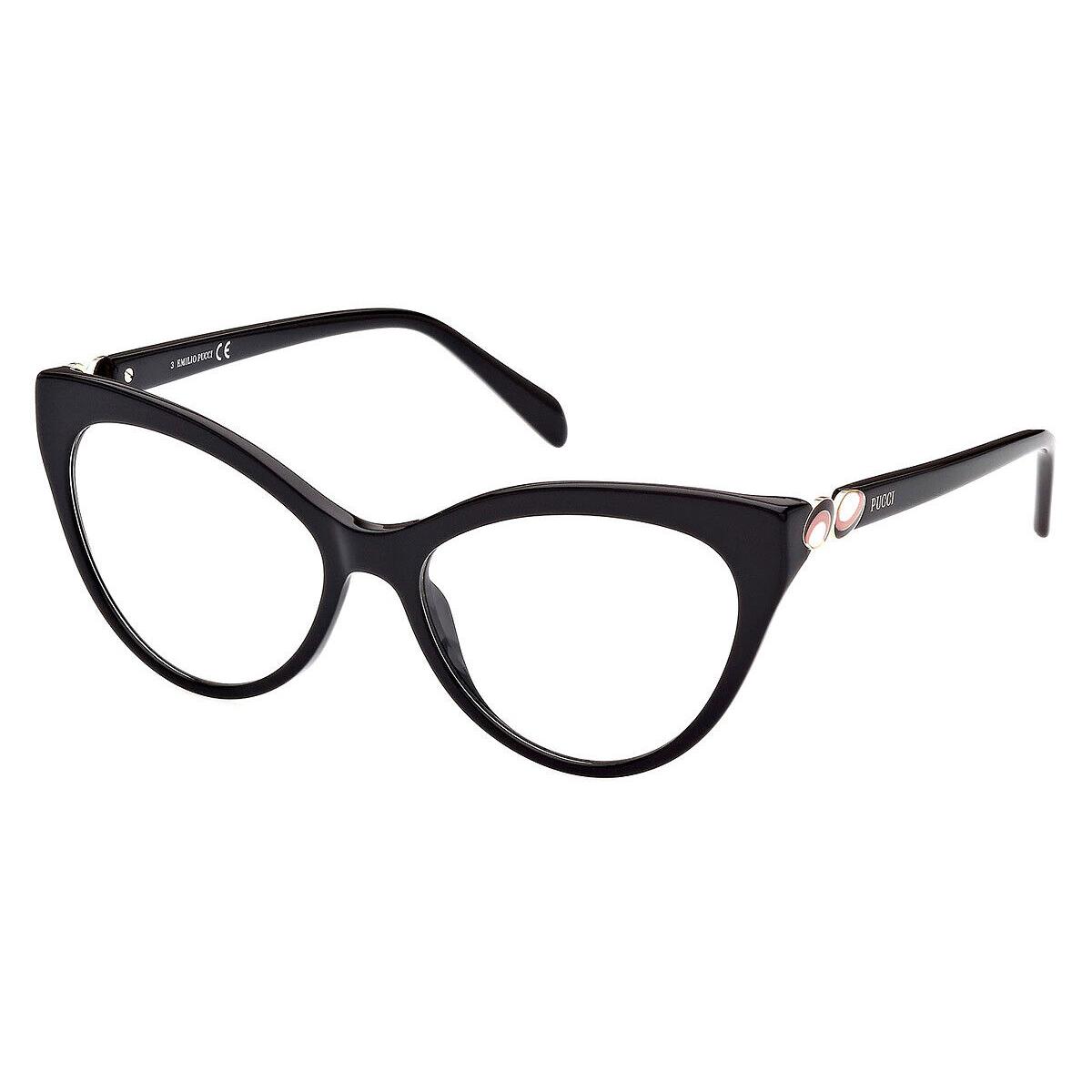 Emilio Pucci EP5196 Eyeglasses Shiny Black/black/white Pink Enamel 54mm