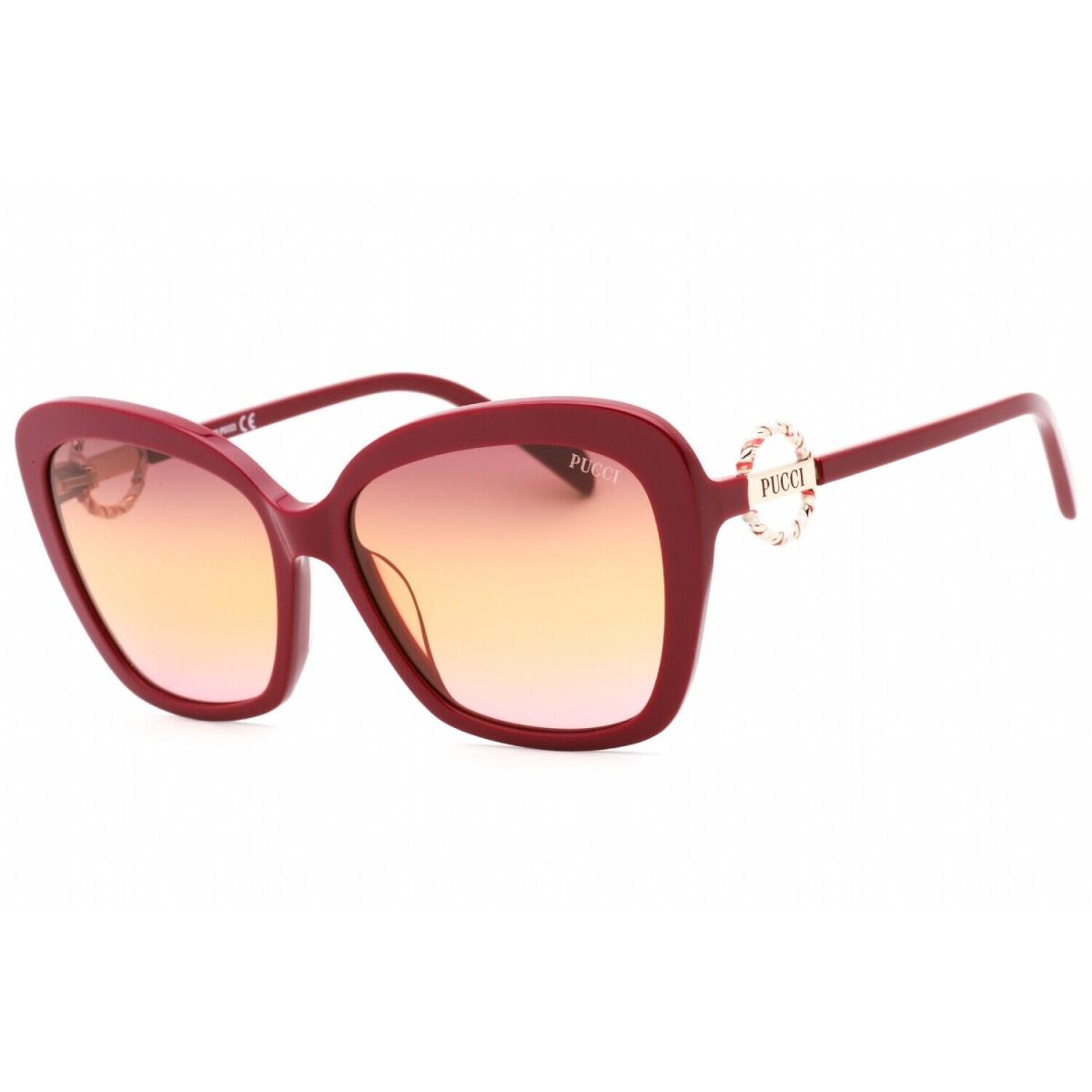 Emilio Pucci EP0165 66Z Sunglasses Red Frame Gradient Mirror Violet Lenses 58mm - Frame: Red, Lens: Violet