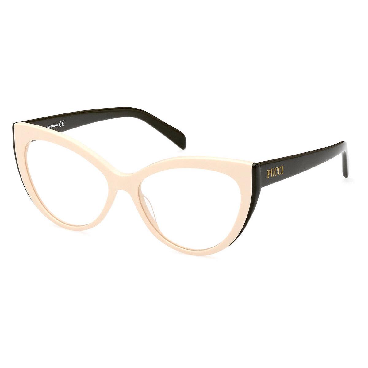 Emilio Pucci EP5215 Eyeglasses Women Shiny White Cat Eye 54mm - Frame: Shiny White, Lens: Demo