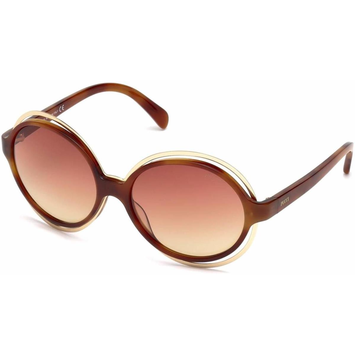 Emilio Pucci Designer Sunglasses EP0055-53Z in Blonde Havana with Amber Gradient