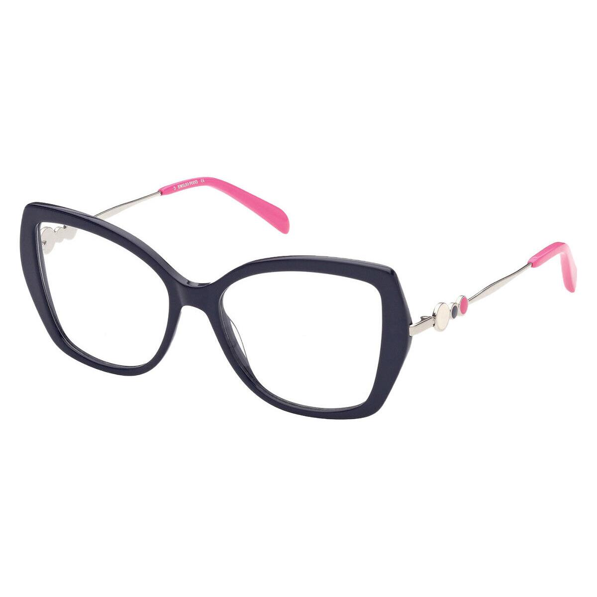 Emilio Pucci EP5191 Eyeglasses Women Shiny Blue Butterfly 53 - Frame: Shiny Blue, Lens: Demo