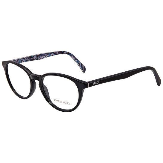 Emilio Pucci EP5001 001 Black Oval 52-17-140mm Full Rim Women`s Eyeglasses - Frame: Black